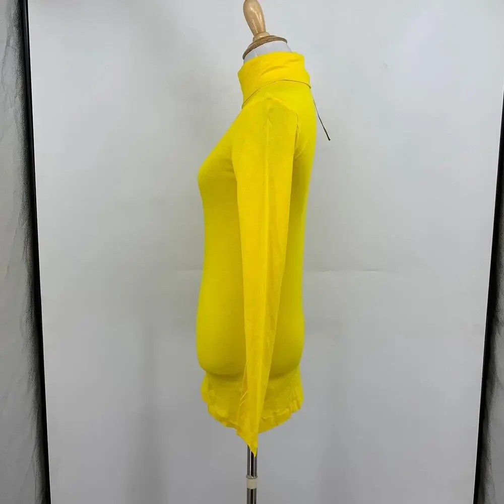 J Crew T Shirt Womens XS Extra Small Yellow Soft Tissue Turtleneck Lightweight